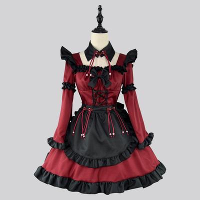 Vestido de sirvienta gótica Lolita, disfraz de cosplay de anime de diablillo, vestido de sirvienta roja para niña, disfraces de fiesta de sirvienta para niñas de tendencia, tallas S a 5XL.