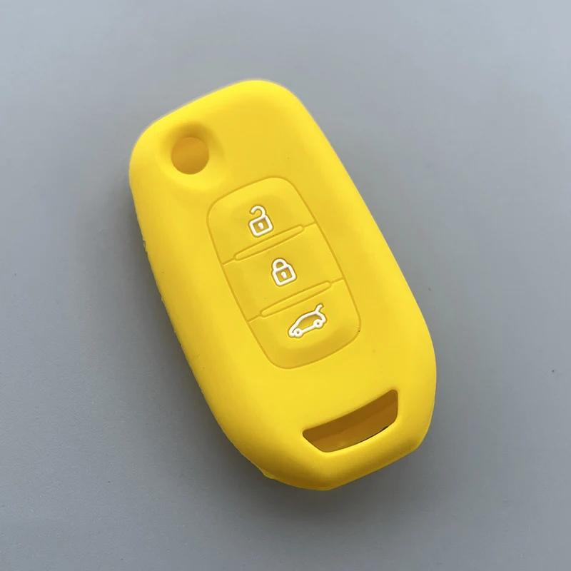 Siliconen Auto Sleutel Auto Hoesje Cover voor Renault Kadjar 3 Knops Klapbare Sleutel Hoesje Cover Shell
