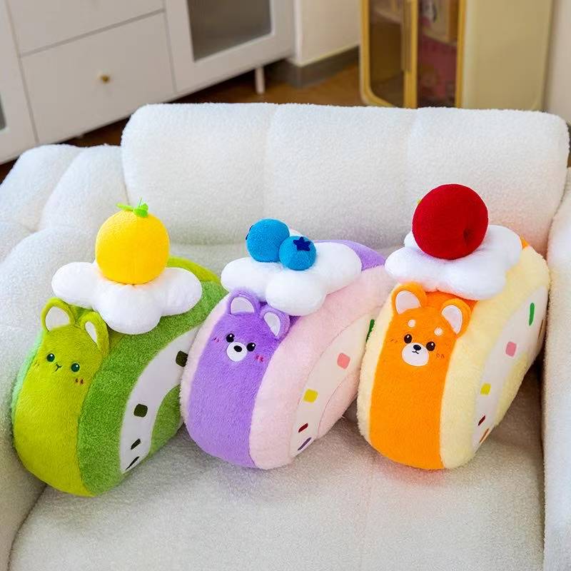Newest Cake Roll Dessert Pillow Cushions Kawaii Stuffed Plush Toy Figure Doll Cartoon Anime Cute Kids Birthday Gift Doll