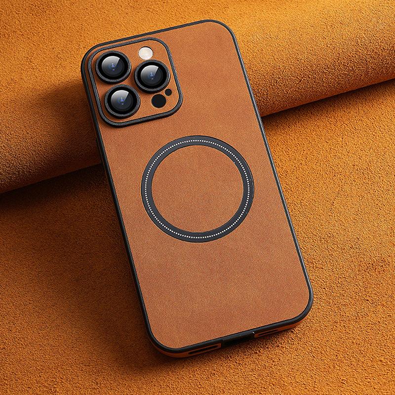 The Suede Leather Pattern of The Apple 15promax Phone Case Is Suitable for The IPhone14 Full Cover 13 Anti-drop 12/11 Leather Case