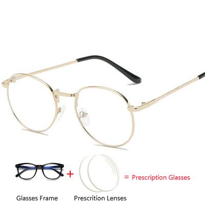 Gold Frame Oval Prescription Glasses Unisex Metal Anti Blue Light Photochromic Myopia Progressive Optical Eyeglasses