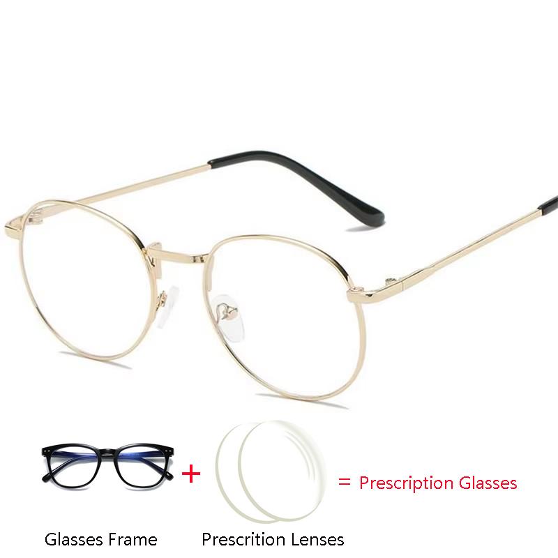 High Quality Gold Frame Oval Prescription Glasses Unisex Metal Anti Blue Light/Photochromic/Myopia/Progressive Optical Eyeglasses