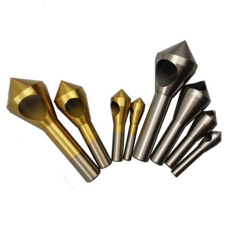 4Pcs Metal Drill Bit HSS Titanium Coated Countersink and Deburring Tool Set