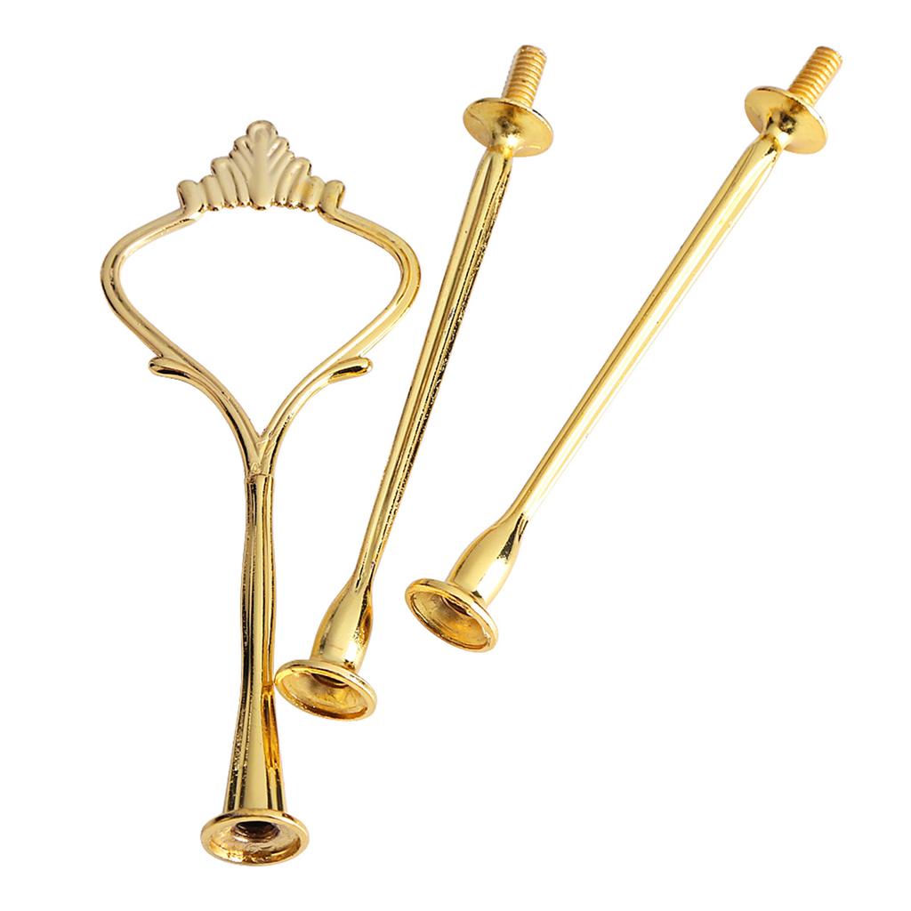 Multi Tiers Cake Tray Stand Handle Fruit Plate Hardware Fitting Holder(3 Tiers Crown Gold)