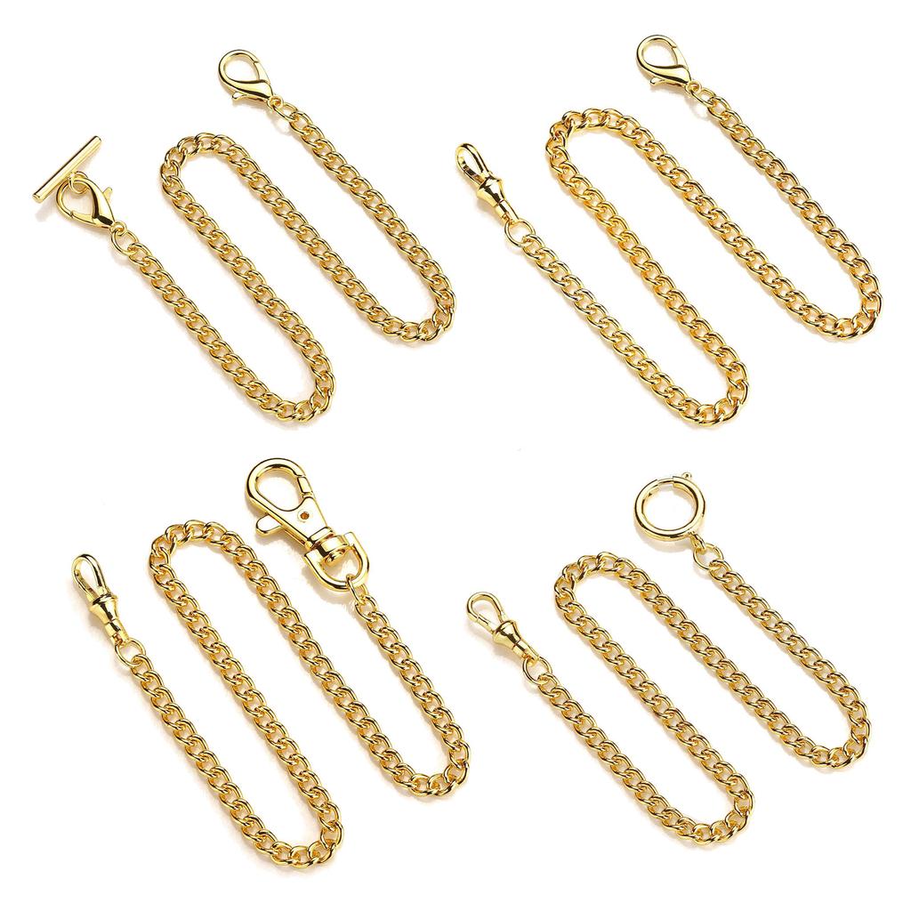 Watch Chains Fashion Replacement Chain for Antique Quartz Vintage Pocket Watch Alloy T-Bar Albert Chain Keys Pendant