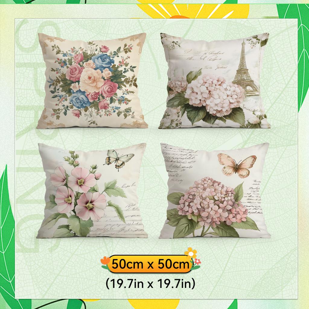 Retro Floral Design Cushions Pillowcase Polyester Cushion Cover Throw Pillow Pillowcover Home Car Sofa Decor