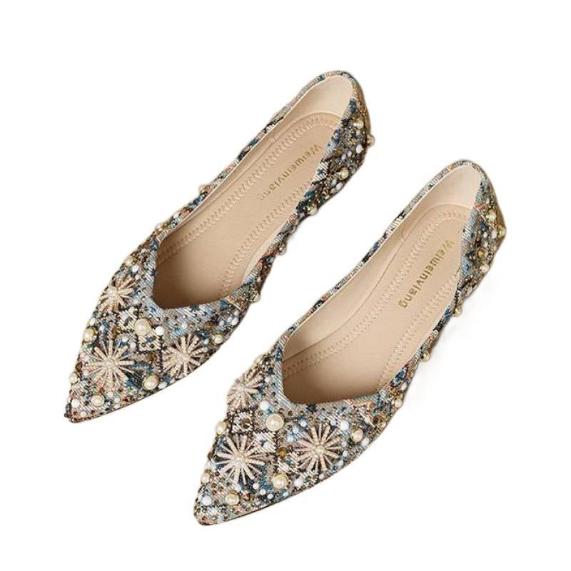 thick heel pointed French light mouth with skirt single shoes women's 2025 new four-season breathable evening shoes women's shoes non-slip