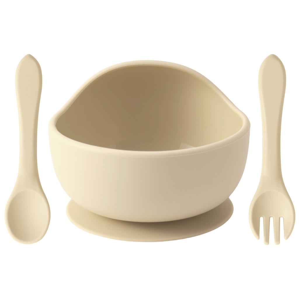 Color Kids 3-delat Silikon Baby Matset Sugskål BPA-fri Småbarn Självmatning Träningssked Gaffel Porslin Gåvor
