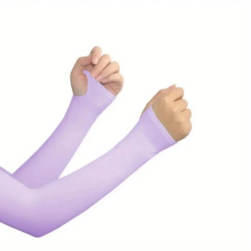 Sunscreen Ice Sleeves UV Resistant Summer Outdoor Sleeves Simple Solid Color Arm Protection Ice Silk Sleeves Long Pattern