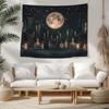 Candles and Curios Tapestry Full Moon Wall Hanging Witchy Wall Cloth Dark Academia Background Cloth Fantasy Wall Art Magic Potions