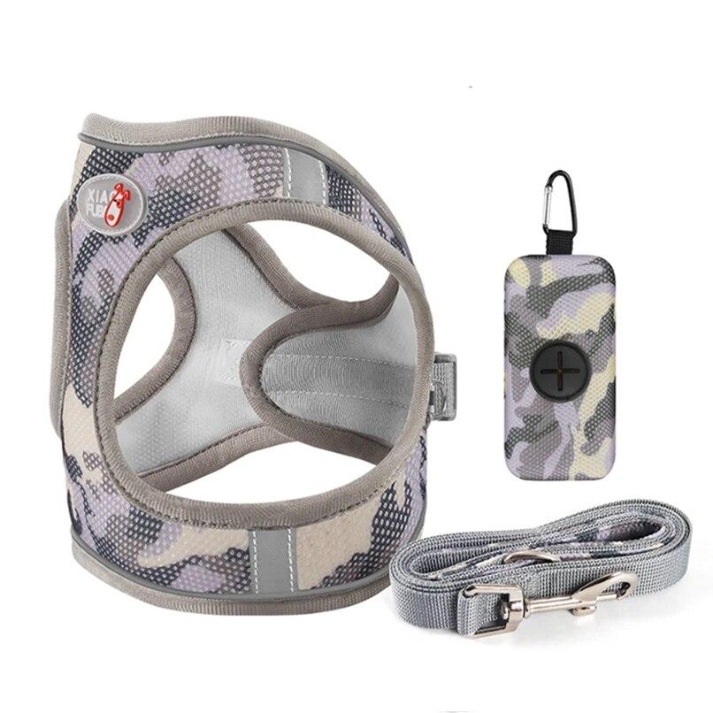 3-teiliges Welpengeschirr- und Kotbeutelspender-Set Hunde-Weste-Set für kleine mittelgroße Hunde Katzen Spazierleine Leine Chihuahua Französische Bulldogge