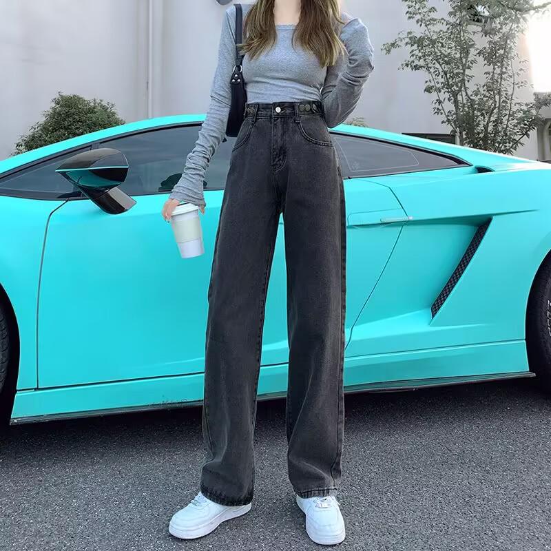 Summer Women s High Waist Wide Leg Ripped Jeans S