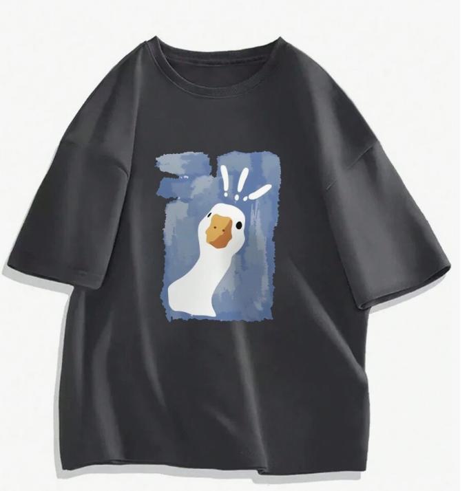 

2025 Summer Cotton Printing Unisexs Duck Pattern Shortsleeved Casual Tshirt Tshirt Comfortable Trendy Brand S