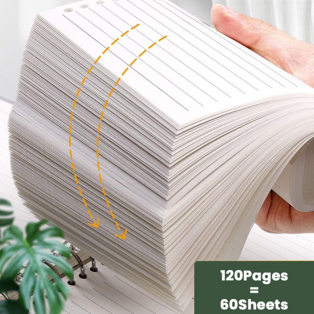60Sheets Paper Notebook Horizontal Line/Grid Binder Inner Page Notebook Refill Paper  Students