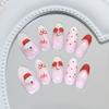 Iced cat-eye cute strawberry cake French cherry bow removable manicure 30 pieces