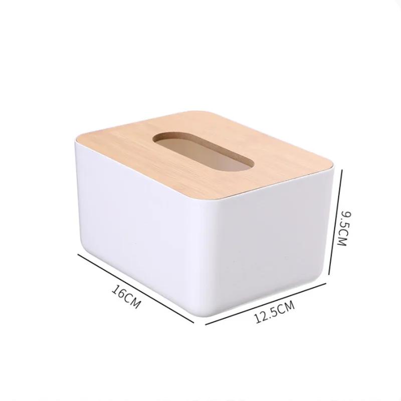 Plastic Tissue Box Wooden Lid Round/Square Napkin Holder Container Wet Tissue Paper Dispenser Case Modern Home Car Organizer