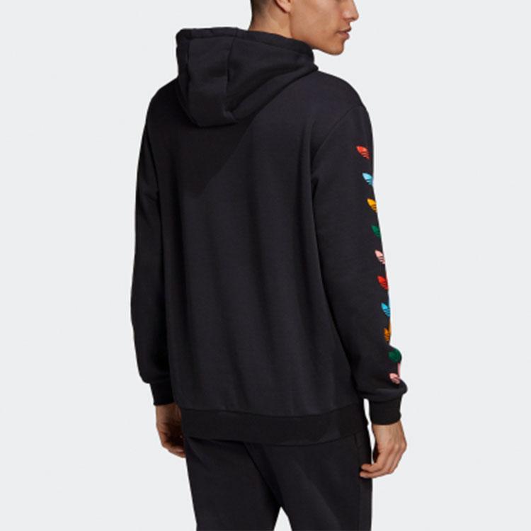 Adidas Originals Trefoil Letter Print Hoodie, Men Black Comfort Daily Sports Hoodie GP4439