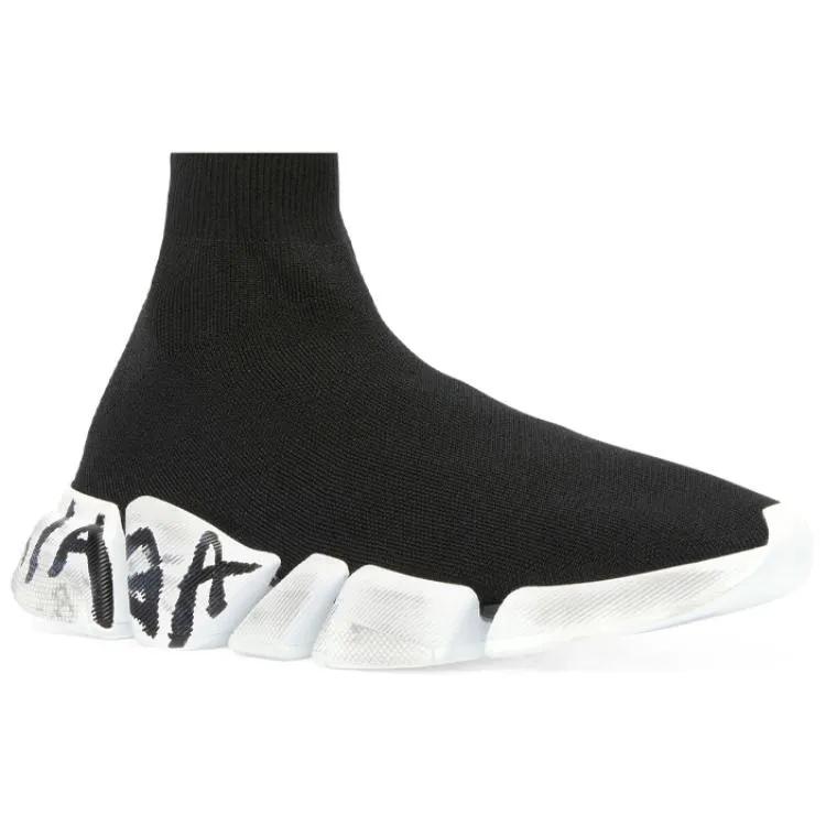 Balenciaga Speed 2.0 Graffiti Recycled Knit Black Women's (Unisex) Casual Shoes 617196W2DD41091