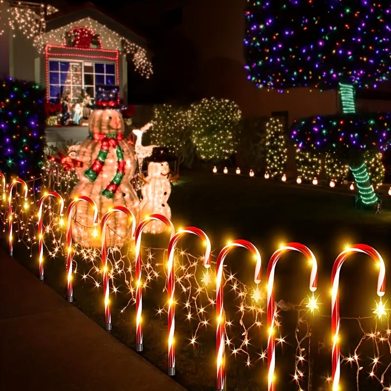 Solar-Powered Candy Cane Lights 1To5 8 Lighting Modes Outdoor Christmas Decoration for Lawn Yard Garden Xmas Tree Lights