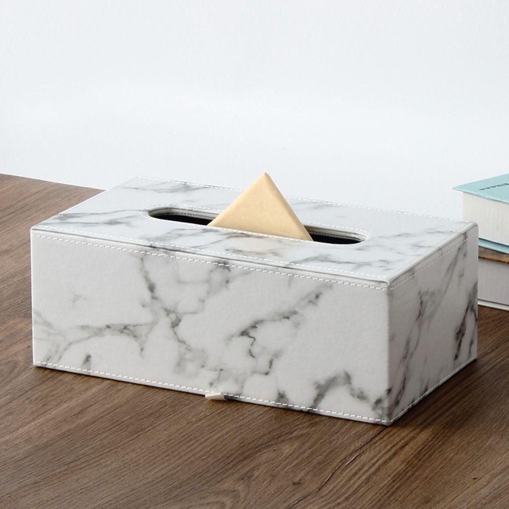 Nordic Style Marbling Leather Tissue Box Minimalist Napkin Holder  Living Room