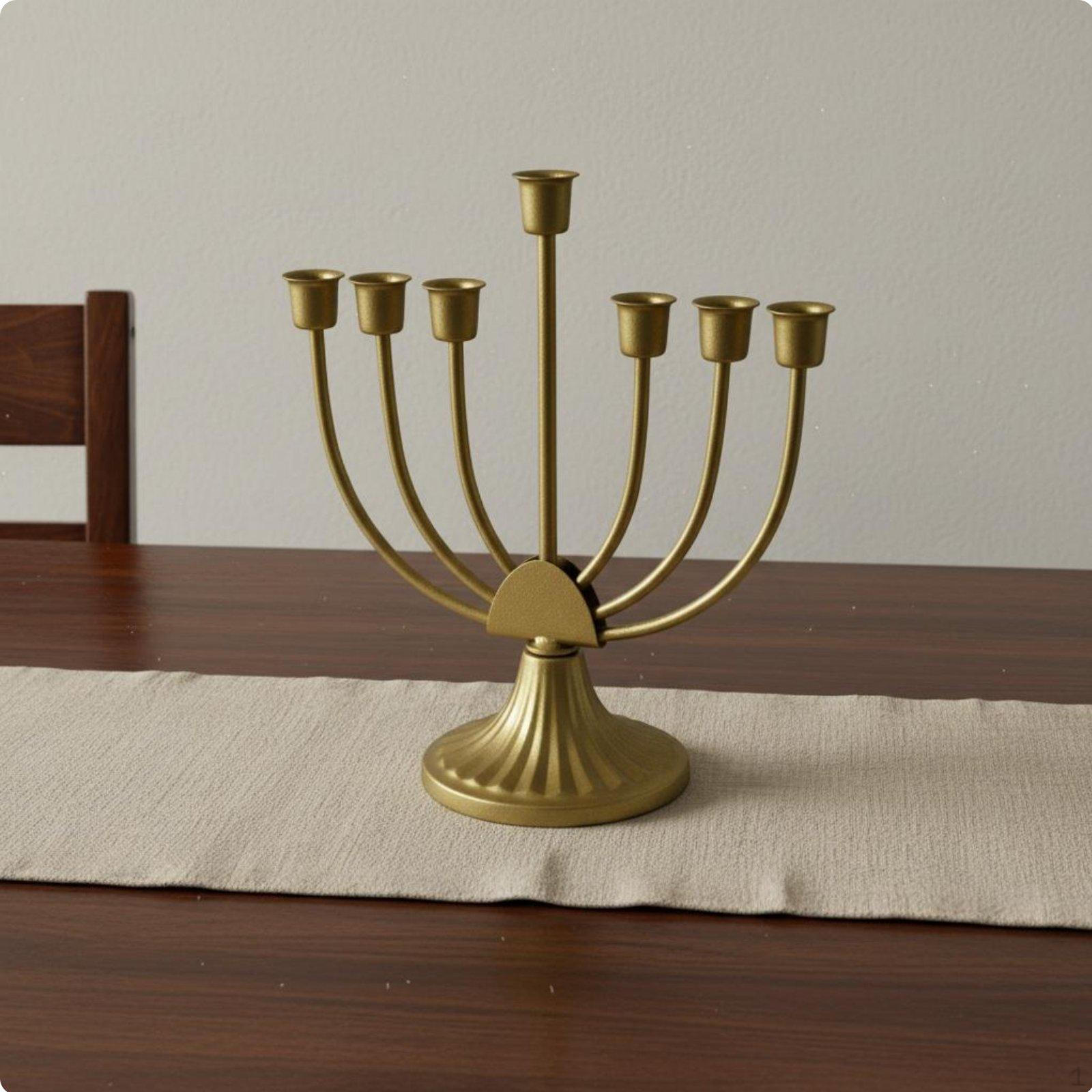 Hanukkah Candelabra Wrought Iron Menorah Holiday Centerpiece 7 Branch for 7-cups 23w3216zt