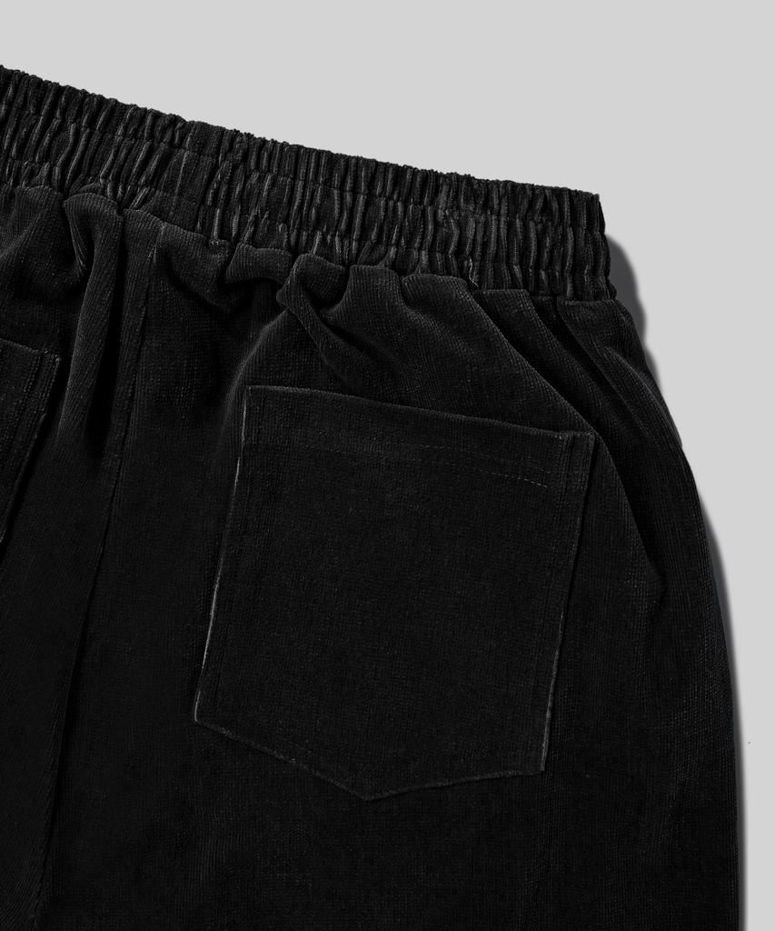 Beodeonteu Basic Wide Corduroy Elastic Pants [Black]