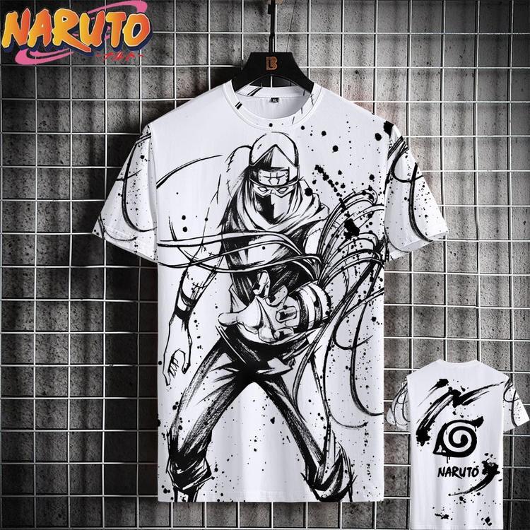 Sommer Rund Hals 3D Japansk Anime Trykket Topp Moteriktig Casual Kortermet Herre T-skjorter