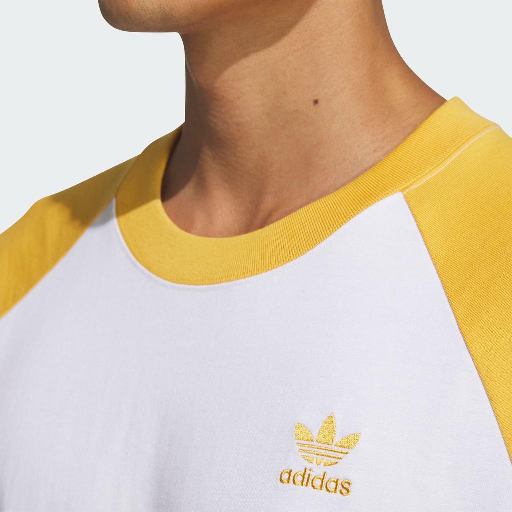 adidas Originals Adicolor Raglan T-Shirt Comfortable Versatile Brand Logo Print Crew Neck Short Sleeve Men Tops Yellow JM7266