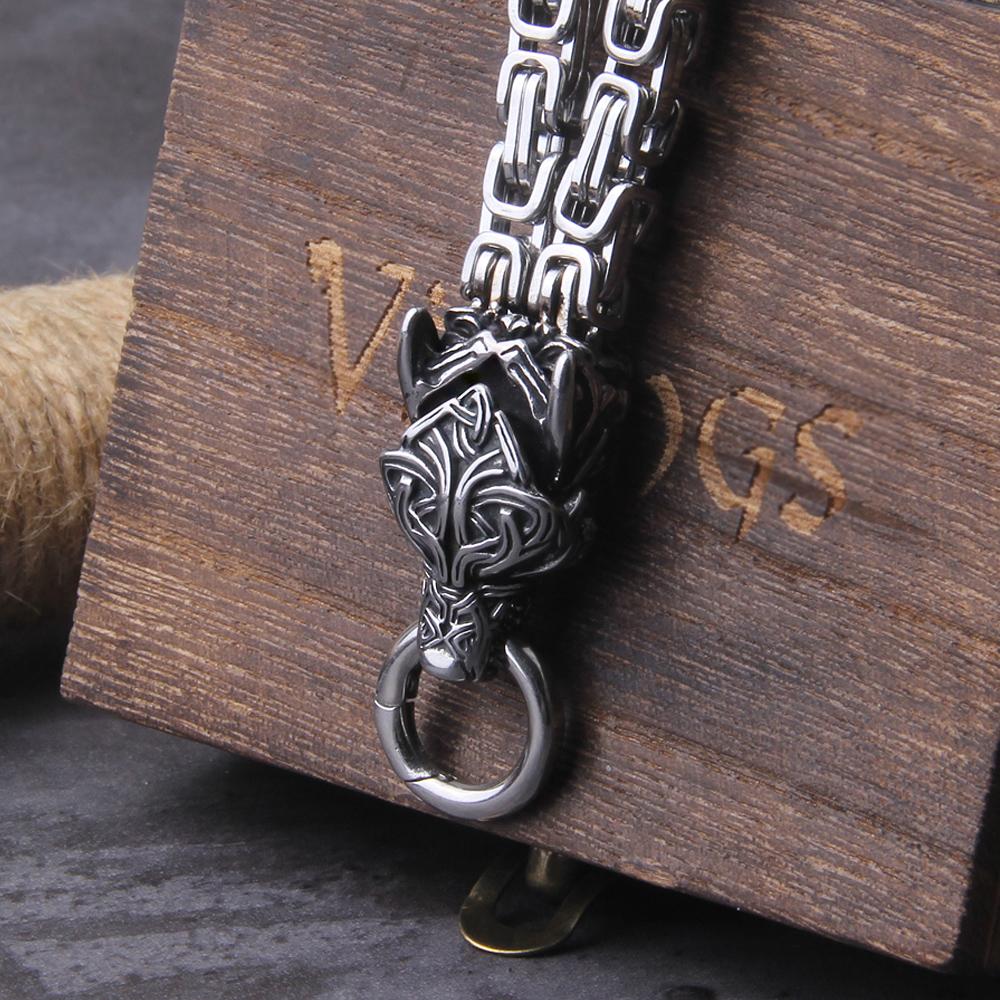 Celtic Wolf Necklace Viking Vegvisir Amulet Stainless Steel Chain Jewelry Norse Runes Pendant for Men Women