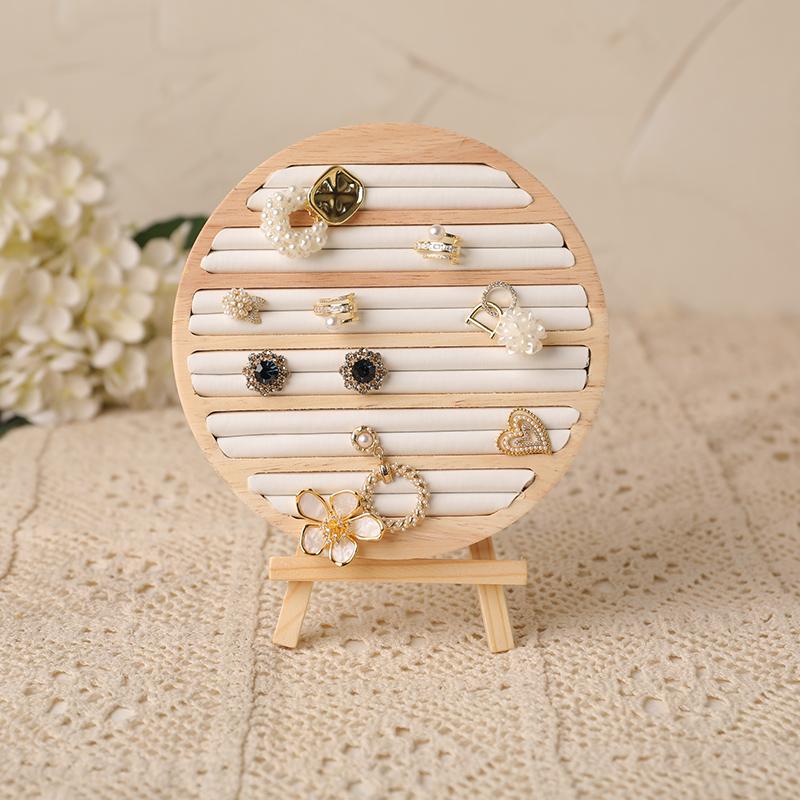 Wood Round Shape Jewelry Tray Ring Earrings Bracelet Display Plate Jewellery Storage Stand Counter Props