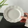 French Dot Relief Plates Household 8 Inch Ceramic Aesthetic Exquisite Kitchen Tableware Flower Shape Afternoon Tea Dessert Dish