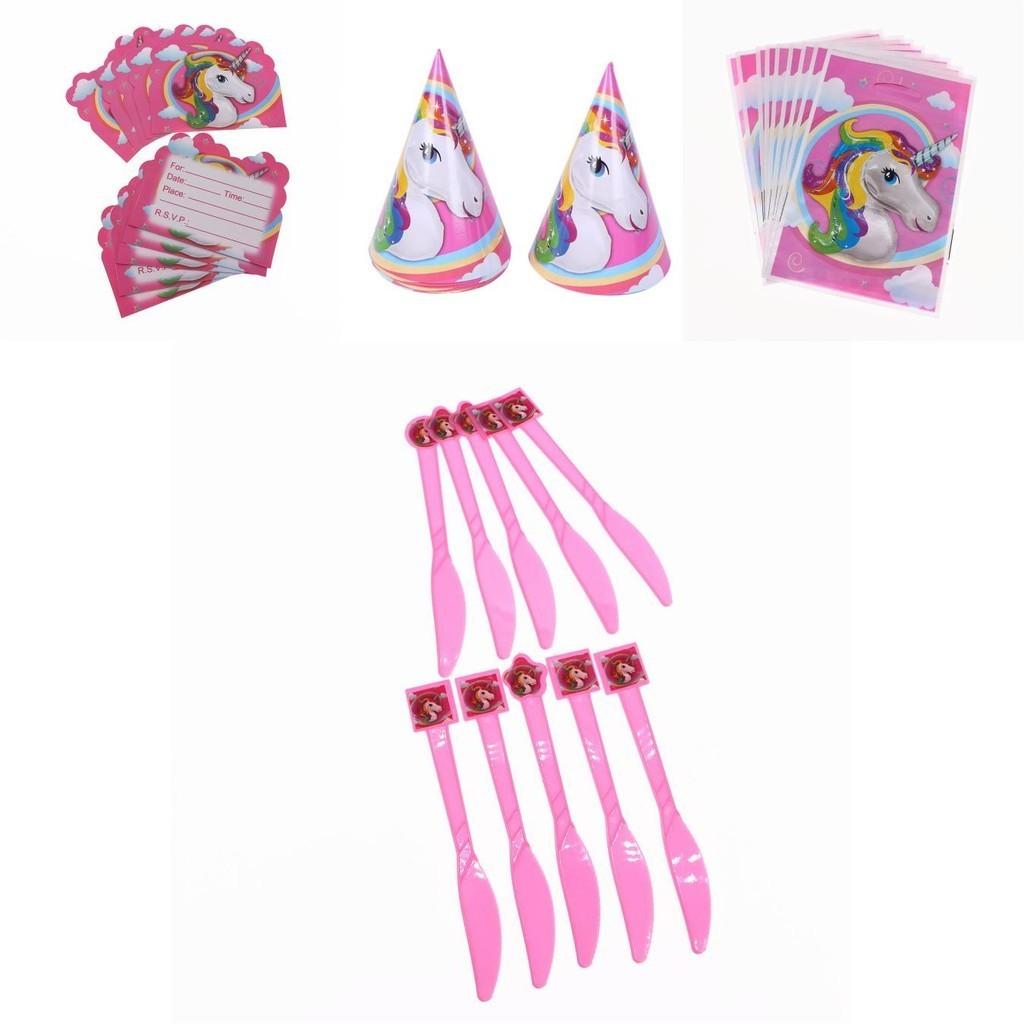 Magical Unicorn Kids Birthday Party Supplies Featuring Colorful Plates Cups And Banners