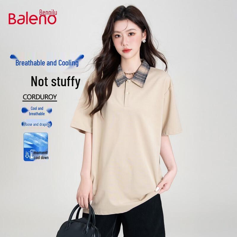 Baleno College Style Plaid Collar Polo Shirt L