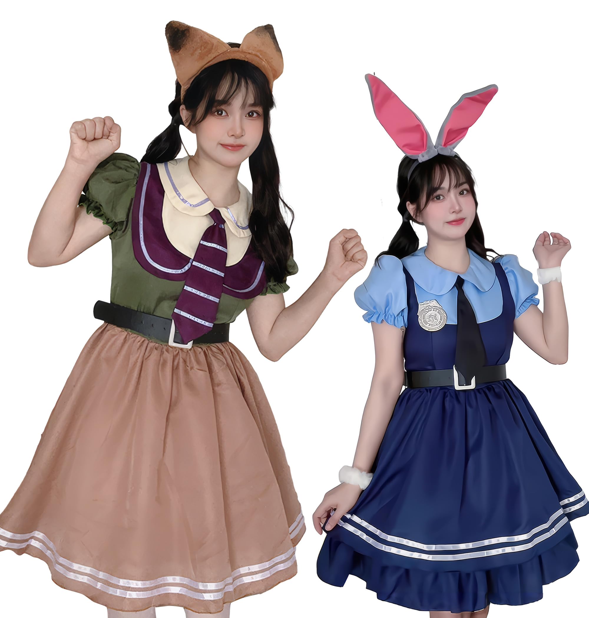 

CHALAN Fox Con Man Halloween Cosplay Costume and Halloween Costume with Fox Cute Lolita Perfect for and Size L (5-Piece Set Dress, Headband, Tie,