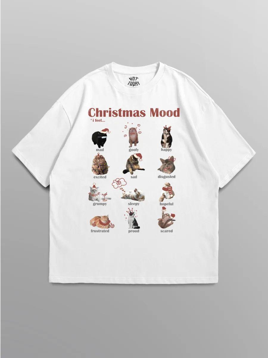 White oversized Christmas mood T-shirt 4XL