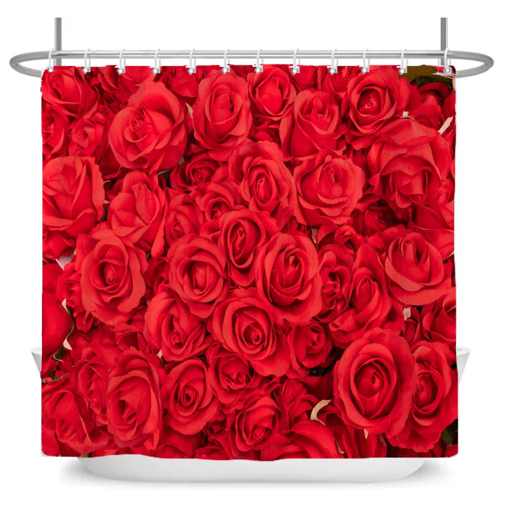 Natural Flowers Butterfly Shower Curtain Morden Art Floral Girl Waterproof Fabric Bathroom Curtain Room Decor Curtain With Hooks