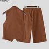 INCERUN Zweiteilige Anzüge Herren Ärmellose dünne Weste und Cropped-Hosen Sets