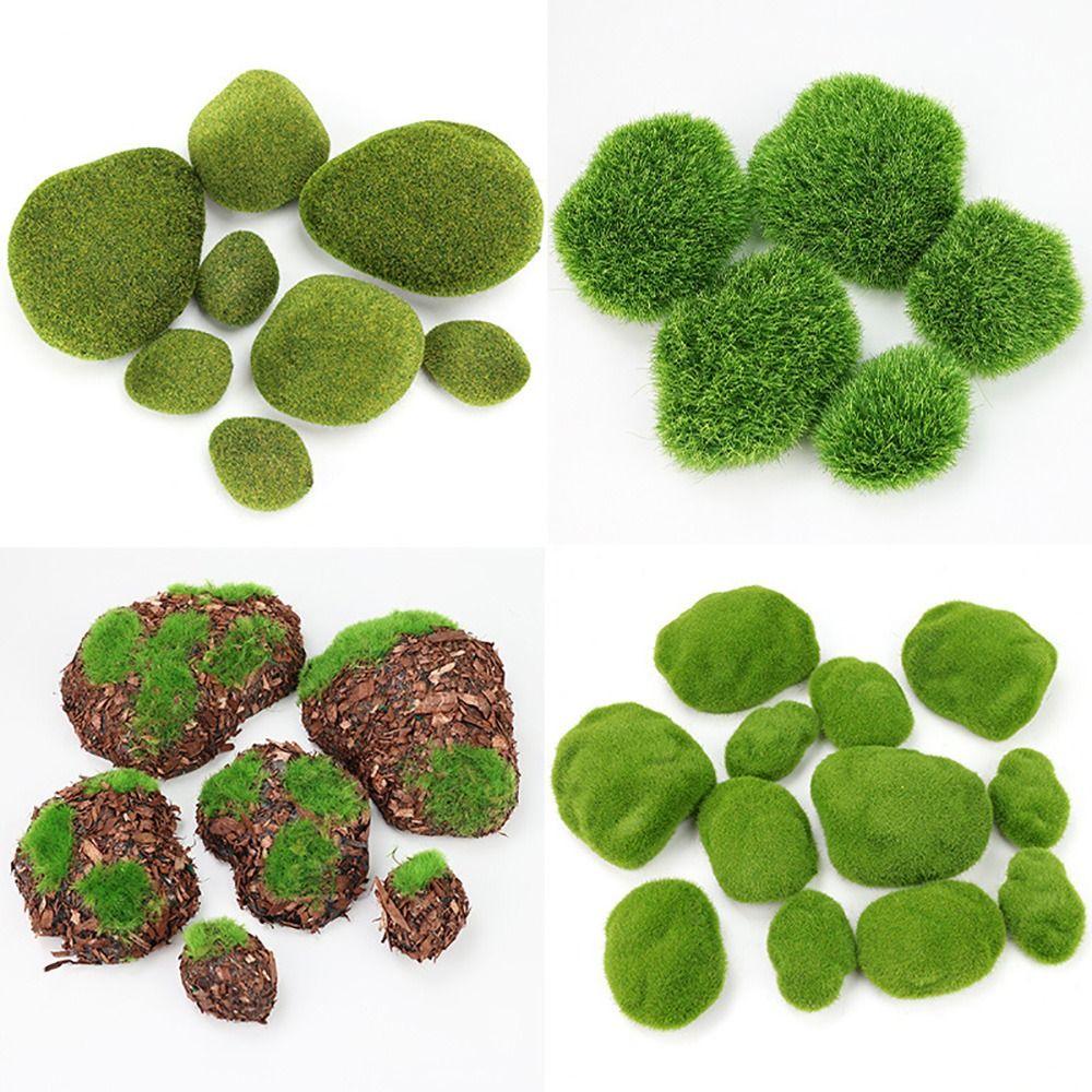 2/4/6/10PCS Flocking Foam Artificial Moss Rocks Green Miniature Figurine  Landscape Making