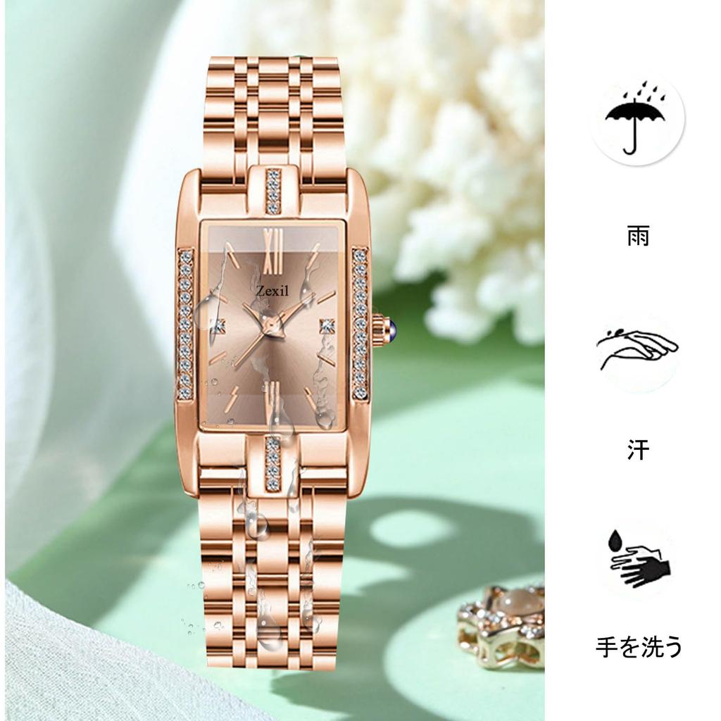 RORIOS Women's Waterproof Analog Quartz Watch with Square Design and Sparkling Design, Elegant for Commuting, Casual, and Business, RORIOS Red