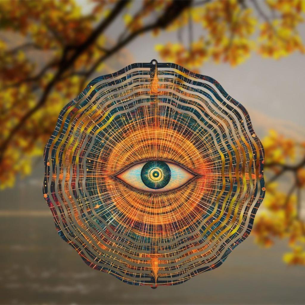 10 Inch Hanging Wind Chime with Eye Pattern 360 Degree Rotating Hook Outdoor Garden Patio Decor for Spring Summer Housewarming Gift