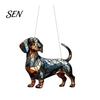 Dachshund Lover Gift Idea Hanging Ornament, Acrylic Window Sun Catcher, Cute Car Ornament Dog Decoration for Home Room Decor, Front Porch Accessory