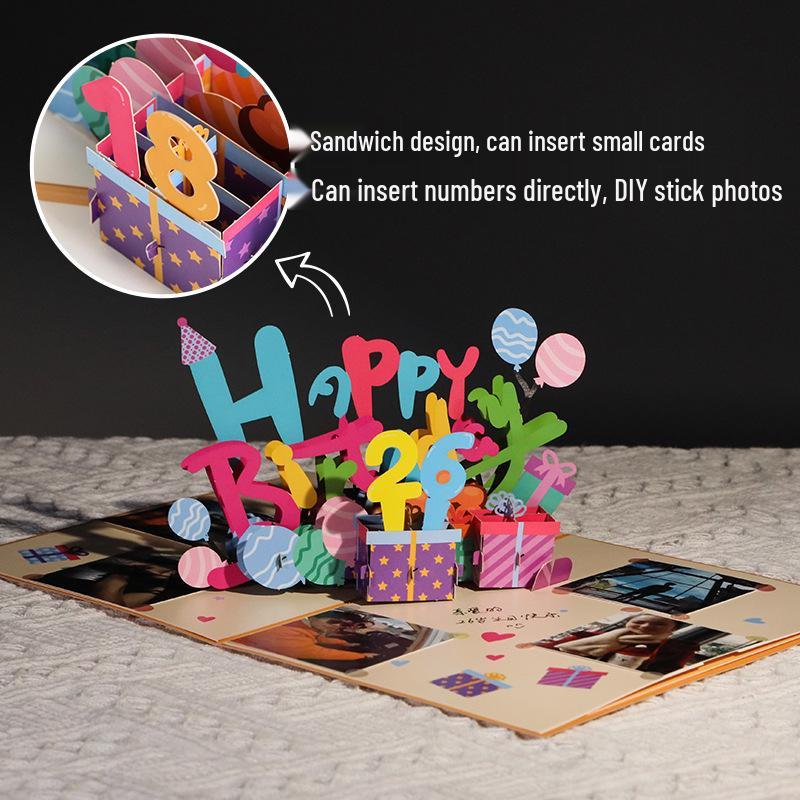 3D Custom Music Birthday Card with Recording, Handmade Gift Message "Add Oil"