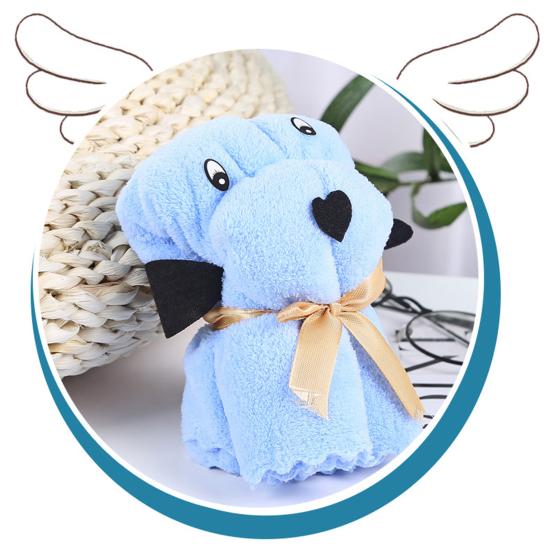 Hair Drying Towel Fluffy Reusable Puppy Shape Lovely Cartoon Coral Fleece Towel Wedding