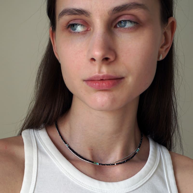 OURPIERRE [SILVER 925] GLITTER NECKLACE BLACK