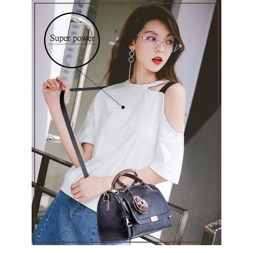 Women's Messenger Bag All-match Boston Bag Soft Leather Women's Bag Fashion Flower Handbag Bag