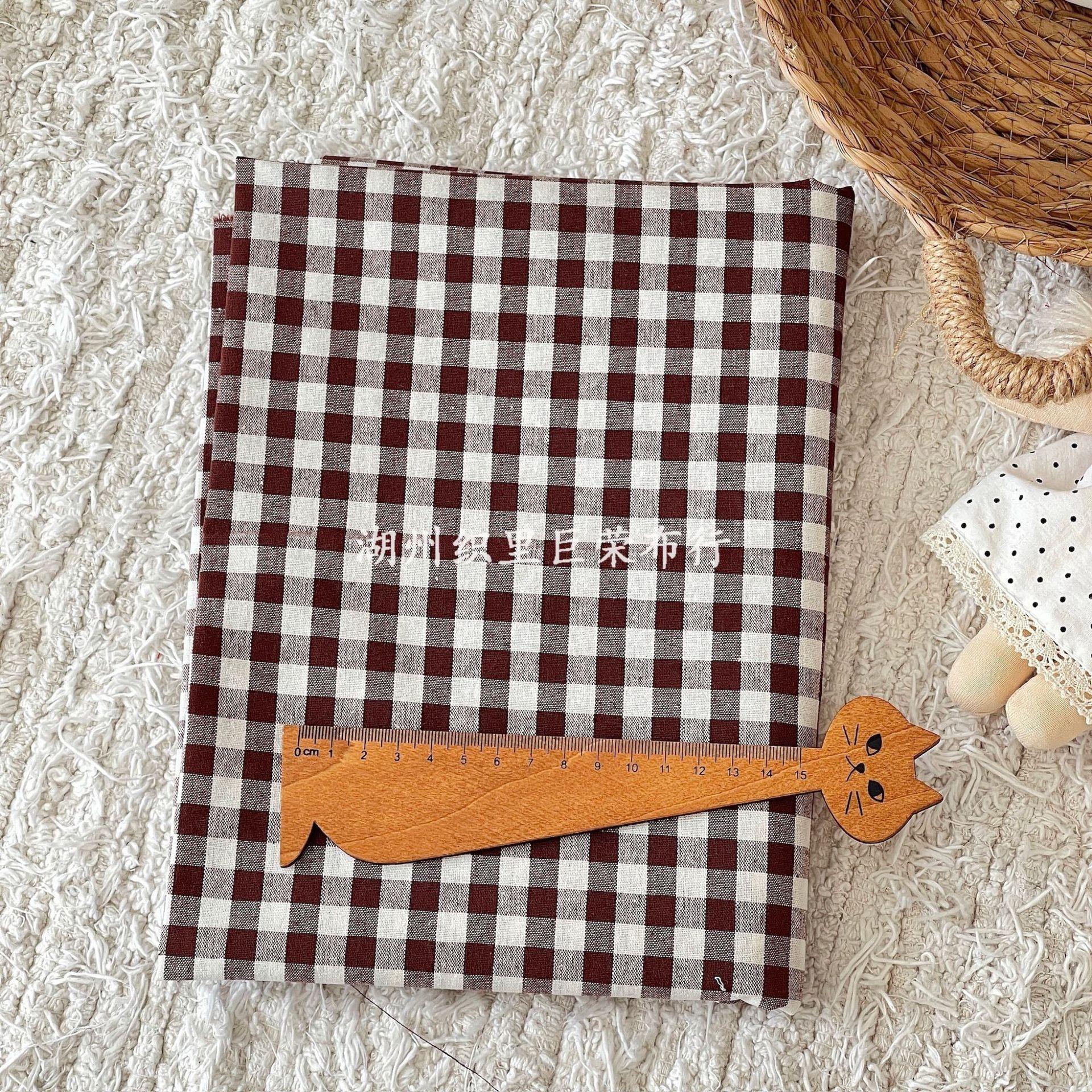 

145x50 см Кофейный цвет Хлопчатобумажная ткань Плетеная клетчатая ткань для женской одежды, сумок, аксессуаров для волос, ткань для шитья 140x50cm