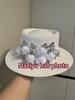 202507-shi  Chic Ins Summer Rose Flower Dirll White Paper Grass Britain Grace Lady Fedoras Cap  Women Leisure Panama Hat