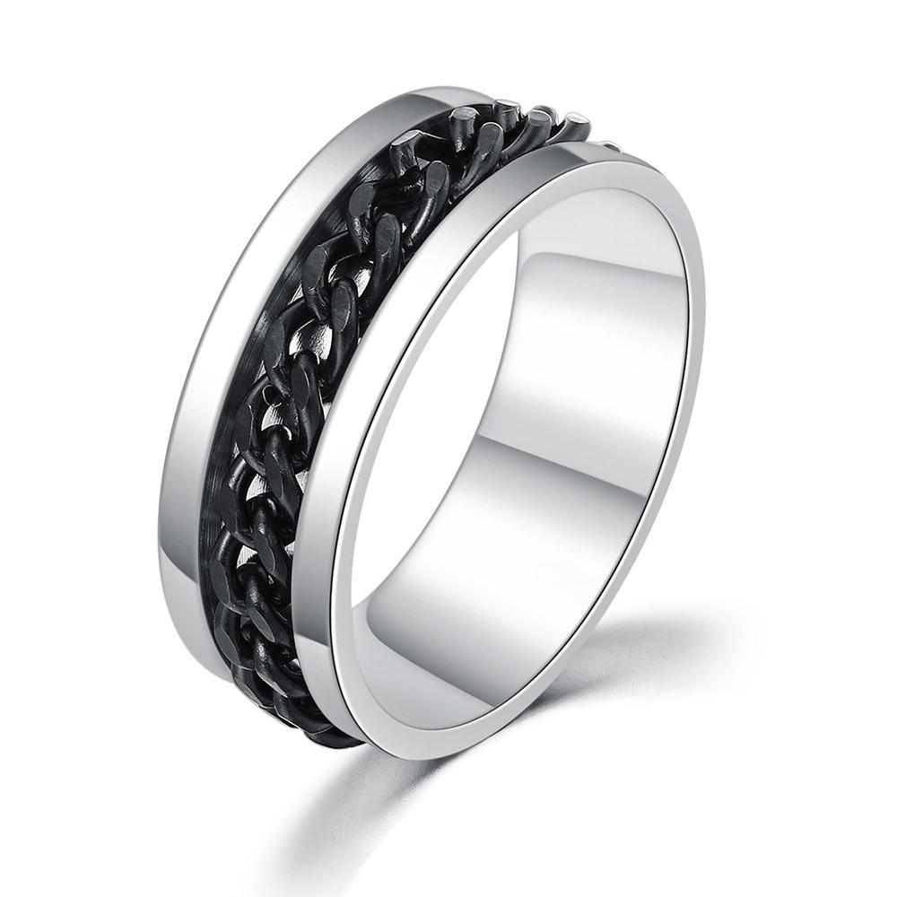ZHOUYANG Anxiety Ring For Men Spinner Cuban Chain Punk Fidget Rings Titanium Steel Hip Hop Jewelry Accessories Wholesale KAR028
