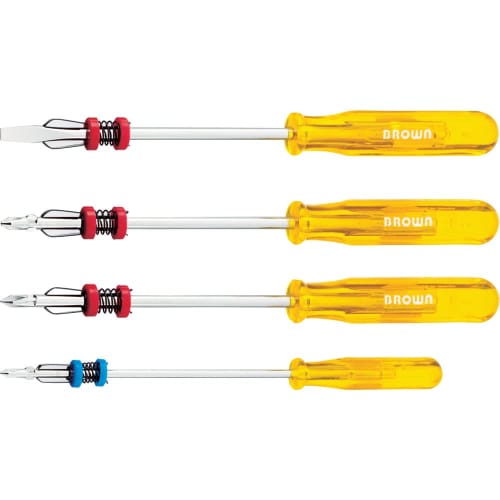 Hirai Tools BROWN Screw Catch Driver Set (4-Piece Set) D-12SET