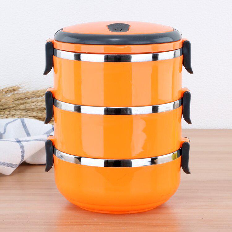 Stainless Steel Multi-layer Insulated Bento Box for Students and Office Use